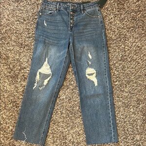 Distressed Blue Jeans